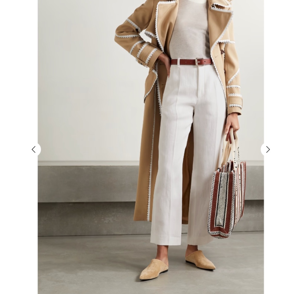 Chloe Linen Linen tapered Trouser Pants White Size FR34